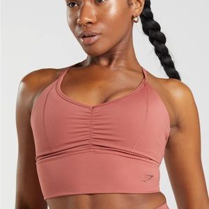 Gymshark Elevate Longline Sports Bra in Rose Brown